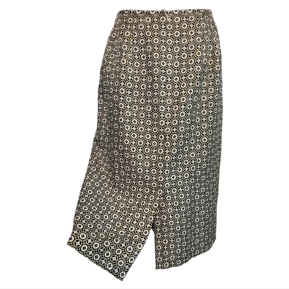 Talbots Silk Blend Blue/Cream/Yellow Geometric Knee-Length Skirt Sz 6 EUC